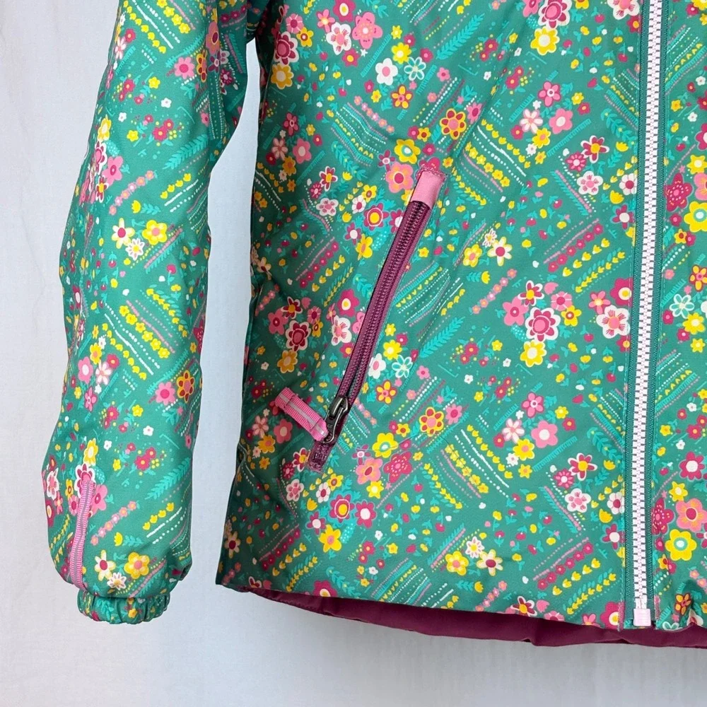 Obermeyer Girls Green Pink Floral I-Grow Snow Ski Suit Jacket Pants Size 8